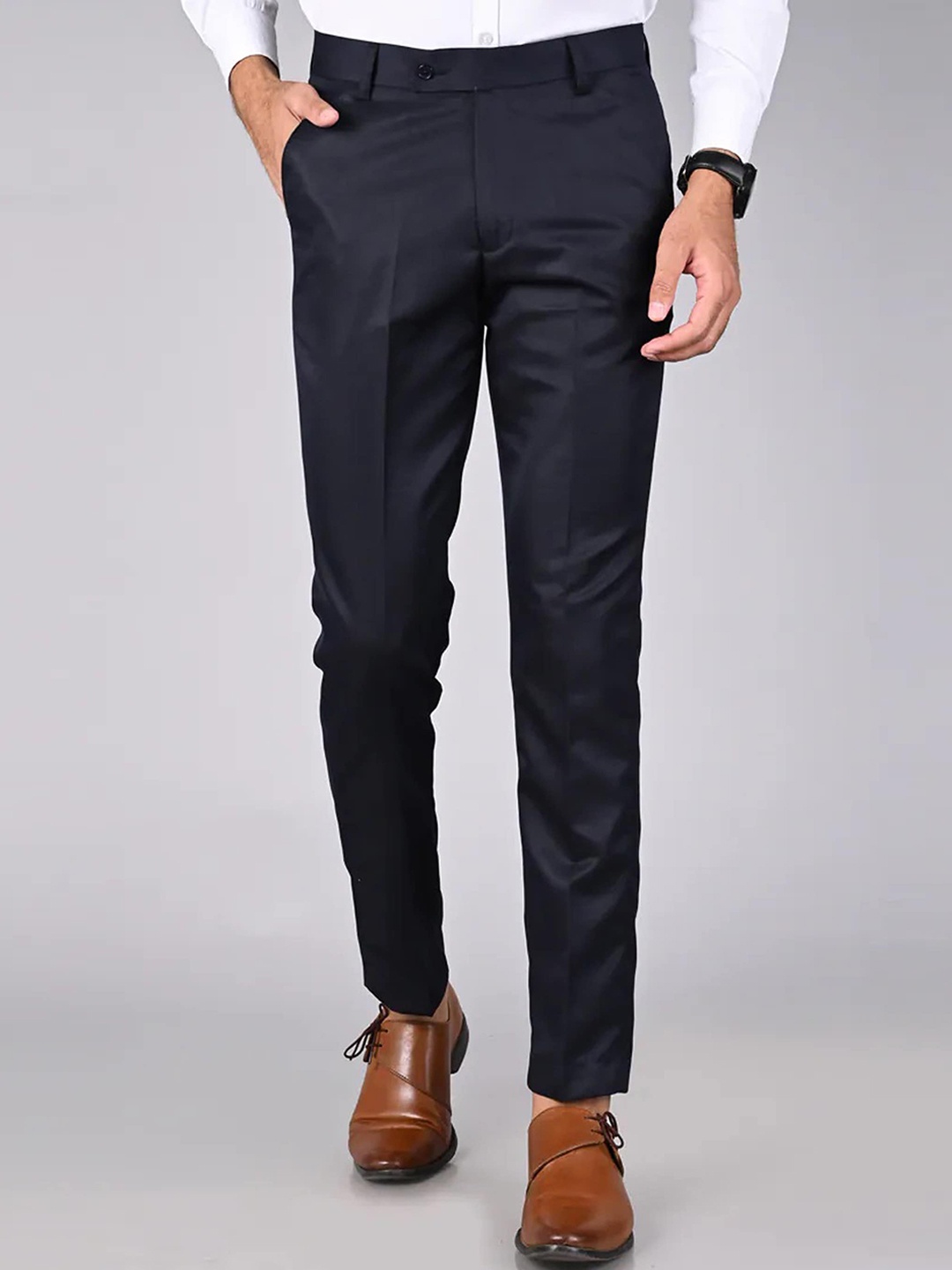 

FUBAR Men Relaxed Easy Wash Formal Trousers, Navy blue
