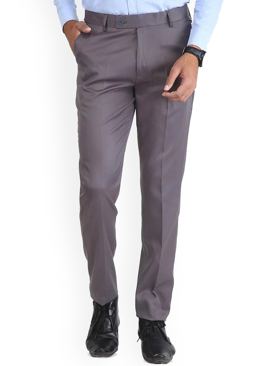 

FUBAR Men Relaxed Easy Wash Formal Trousers, Grey