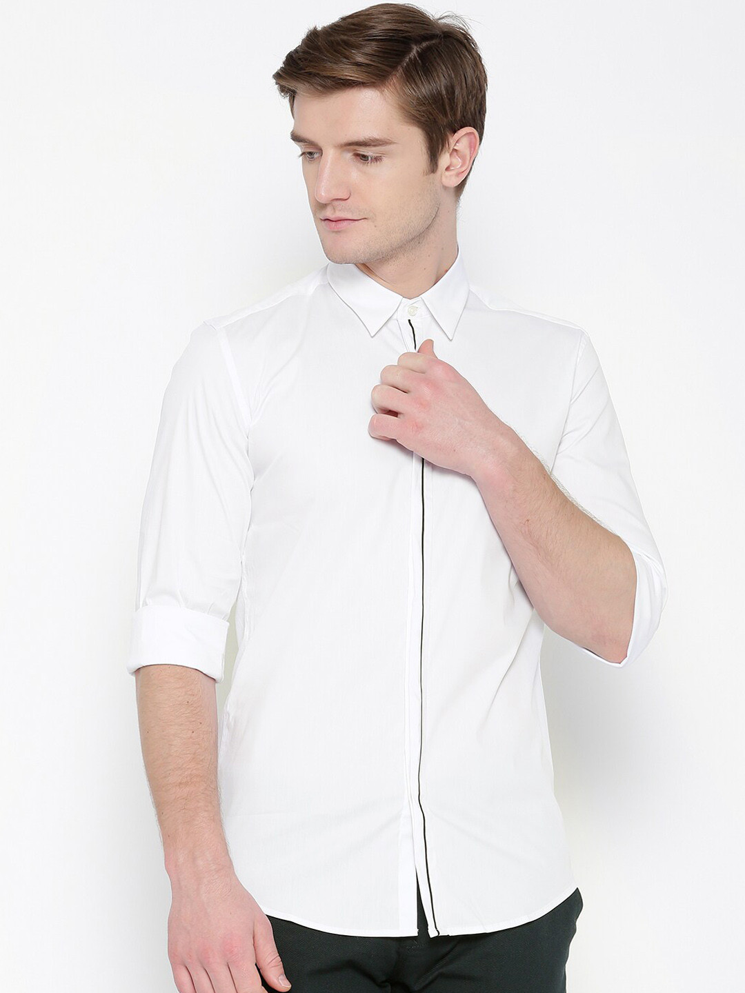 

Antony Morato Men White Slim Fit Solid Casual Shirt