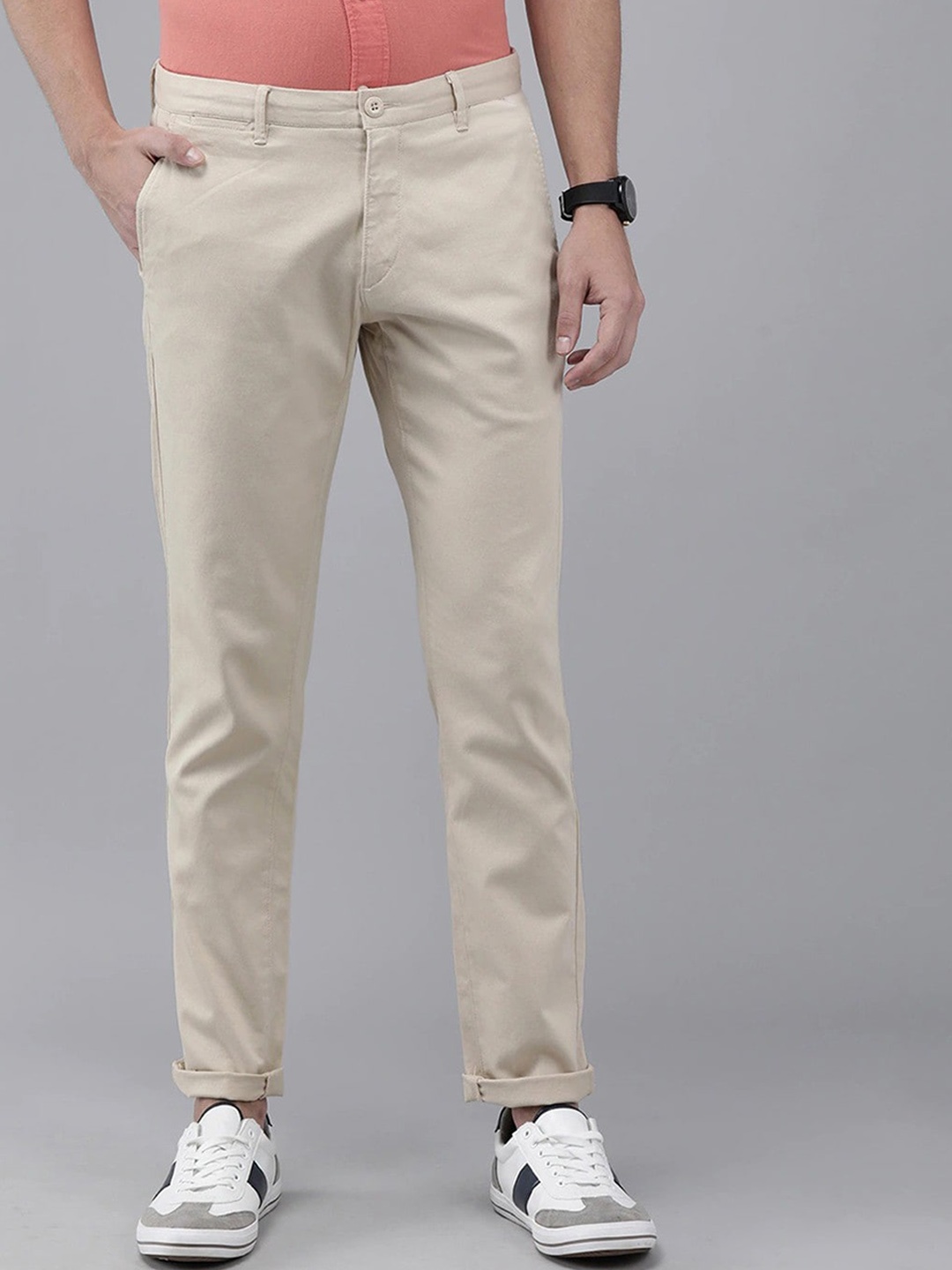 

FUBAR Men Relaxed Slim Fit Easy Wash Chinos Trousers, Cream