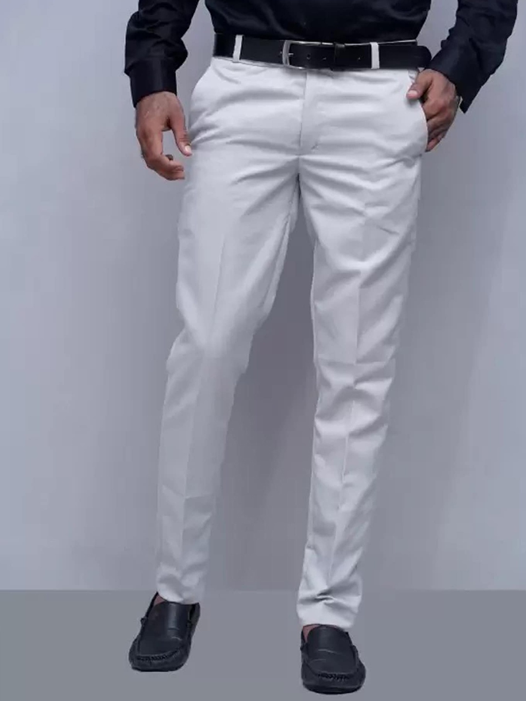 

FUBAR Men Grey Relaxed Easy Wash Formal Trousers