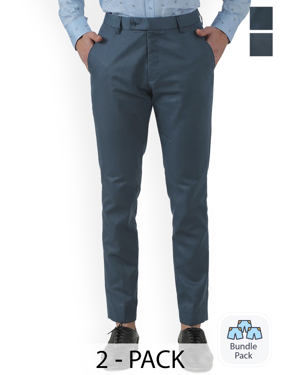 

FUBAR Men Mid-Rise Relaxed Fit Easy Wash Formal Trousers, Blue