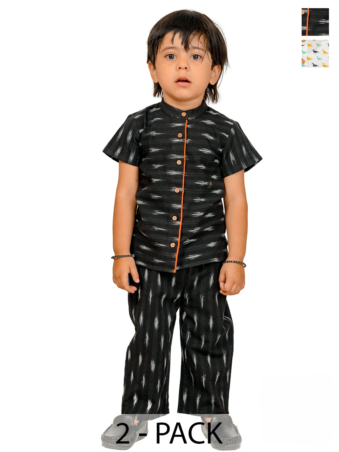 

Tiny Bunnies Boys Pack Of 2 Printed Pure Cotton Shirt with Trousers, White