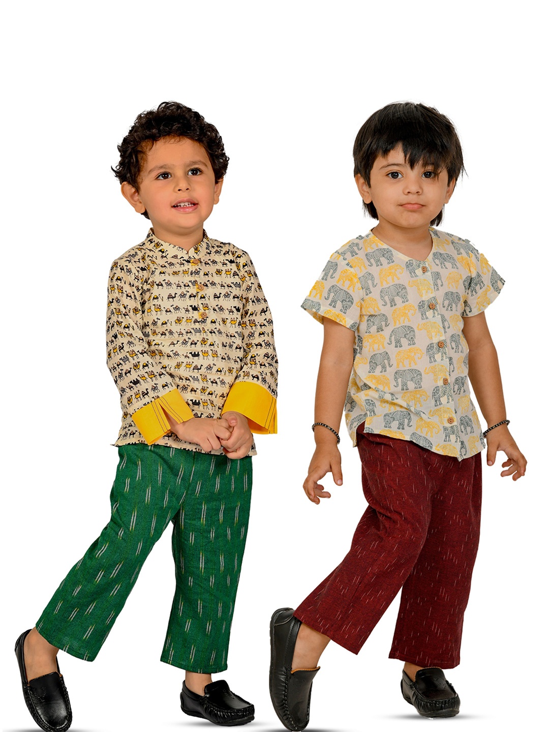 

Tiny Bunnies Boys Pack Of 2 Printed Pure Cotton Shirt With Trousers, Beige