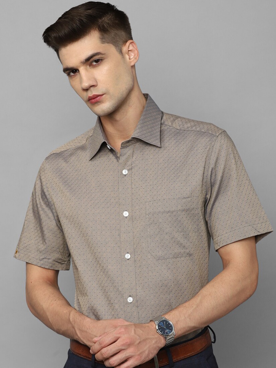 

Louis Philippe Opaque Printed Cotton Formal Shirt, Green