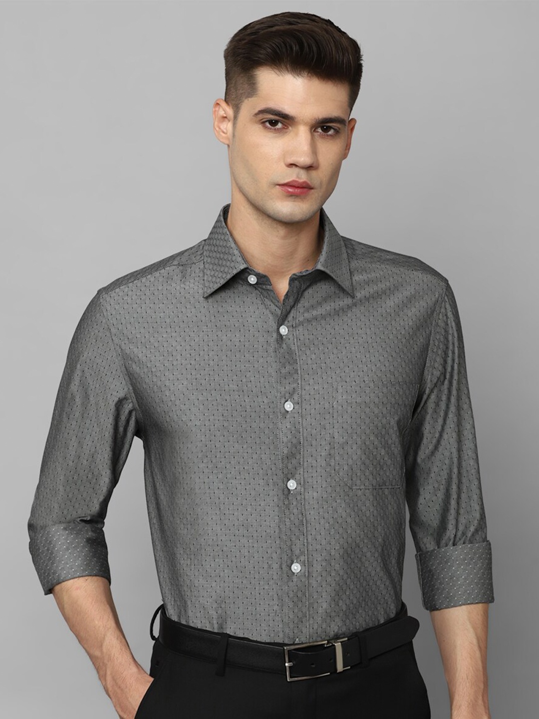 

Louis Philippe Micro Ditsy Printed Pure Cotton Formal Shirt, Grey