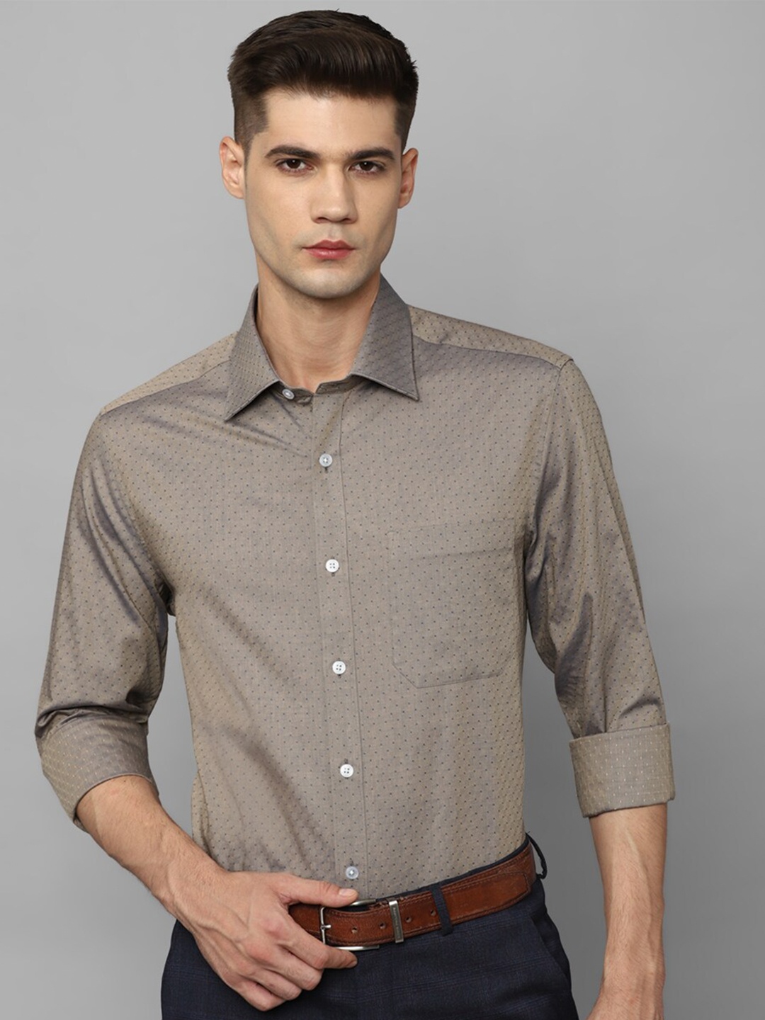 

Louis Philippe Micro Ditsy Printed Pure Cotton Formal Shirt, Grey