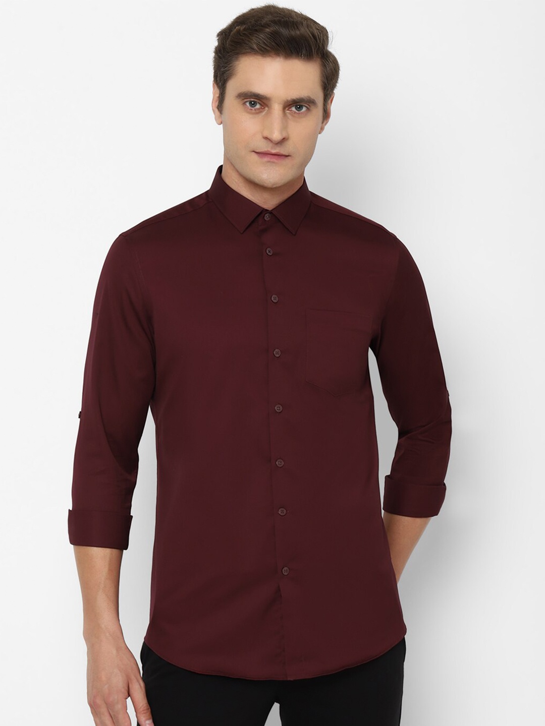 

Louis Philippe Sport Slim Fit Spread Collar Pure Cotton Casual Shirt, Maroon