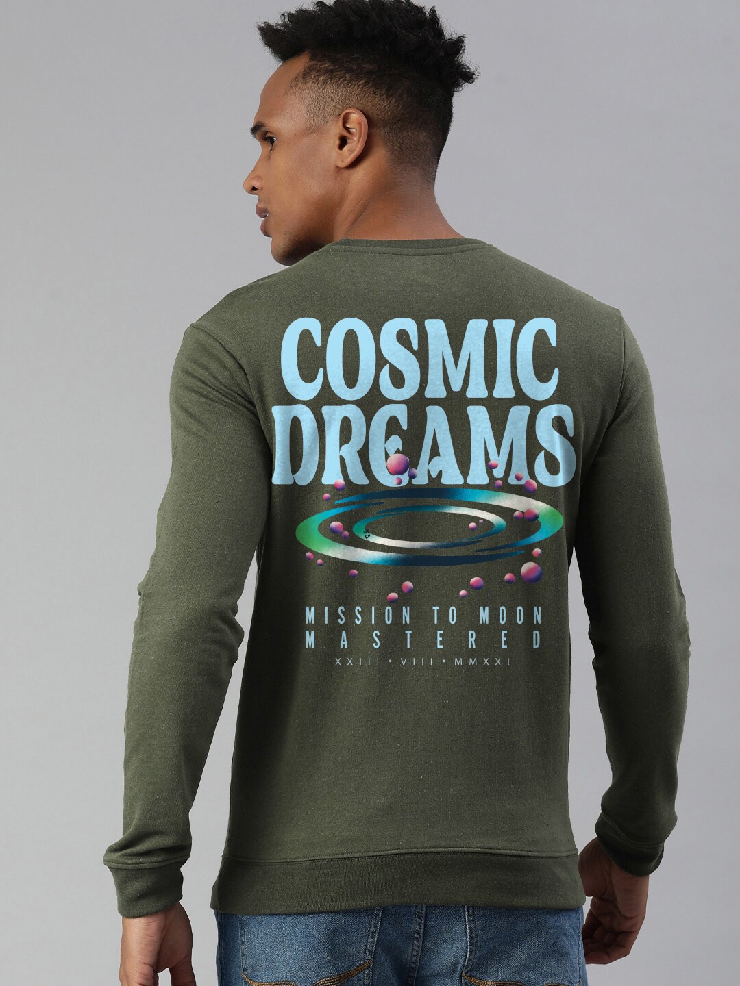 

Huetrap Typography Printed Round Neck Sweatshirt, Olive