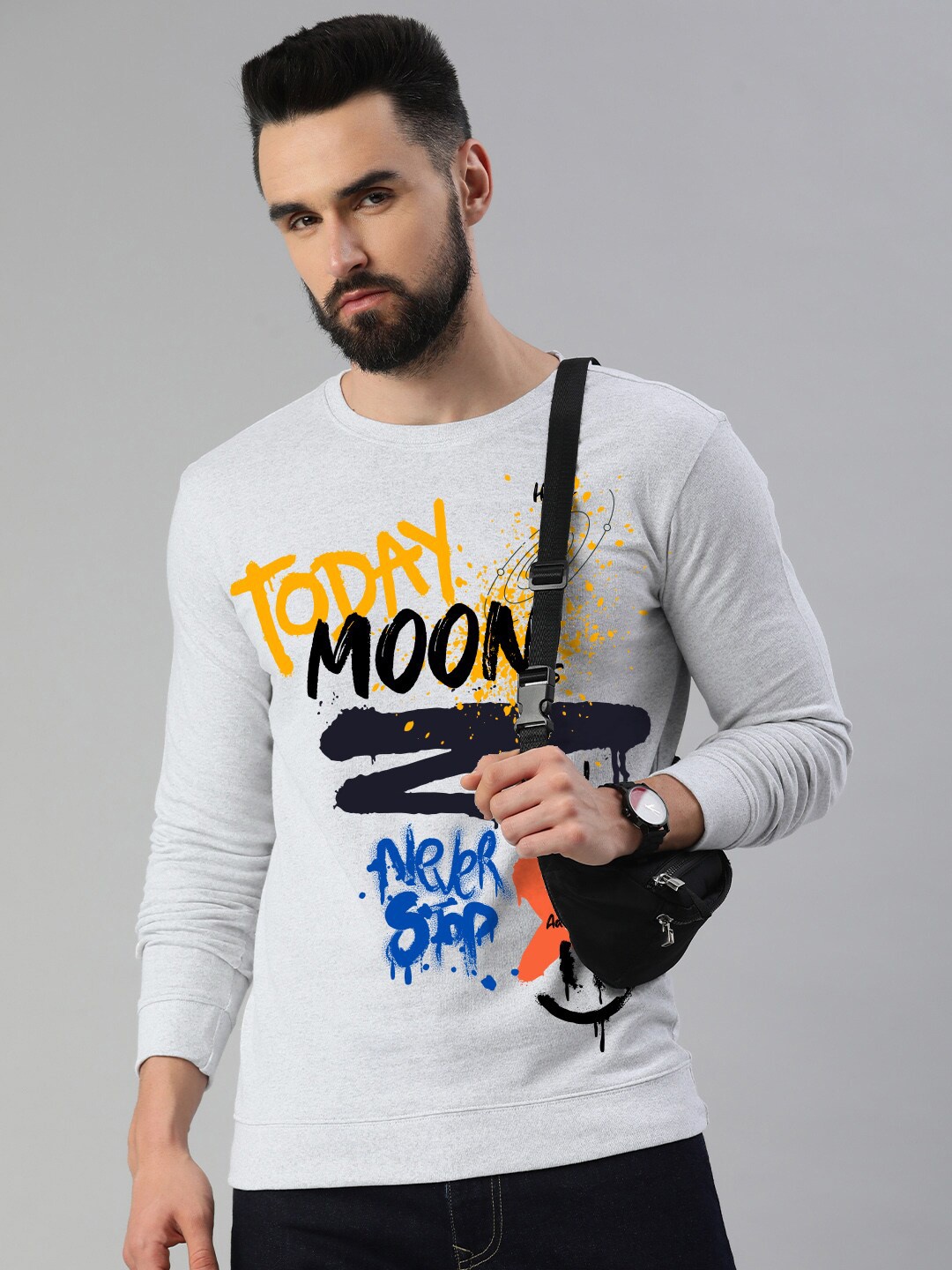 

Huetrap Typography Printed Pullover Sweatshirt, White
