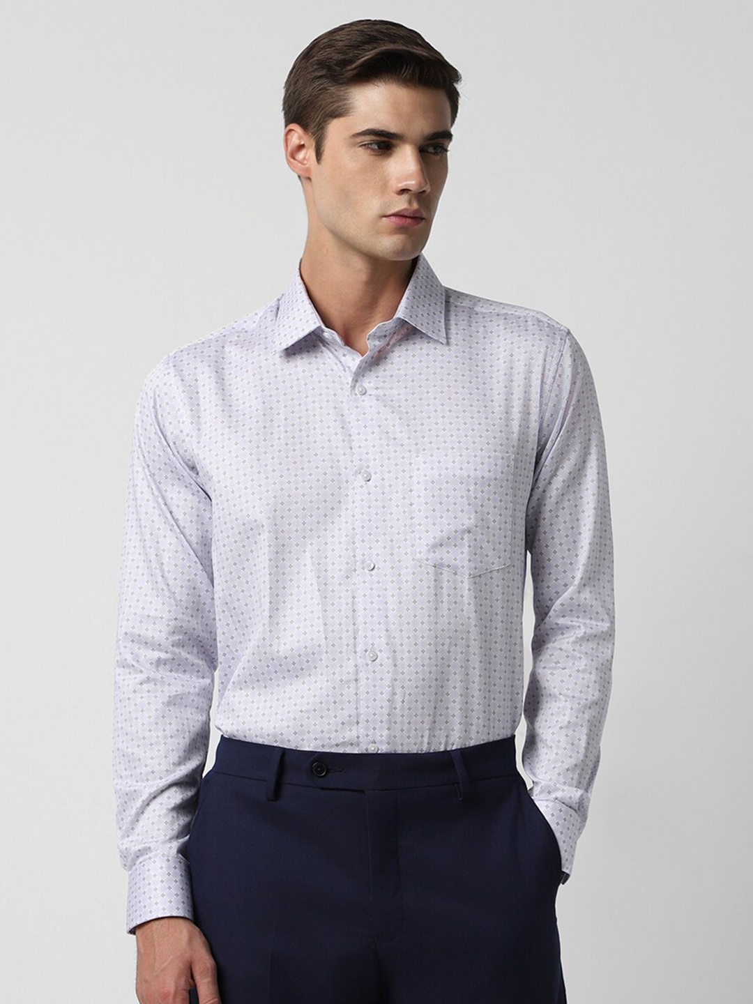 

Van Heusen Micro Ditsy Printed Pure Cotton Formal Shirt, Blue