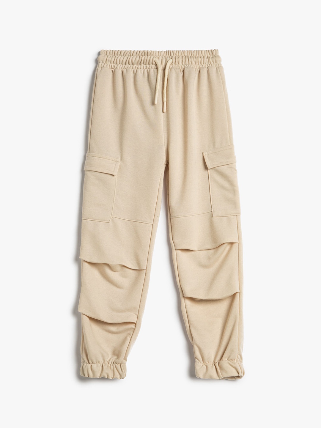 

Koton Girls Pleated Flap-Pocket Joggers, Beige