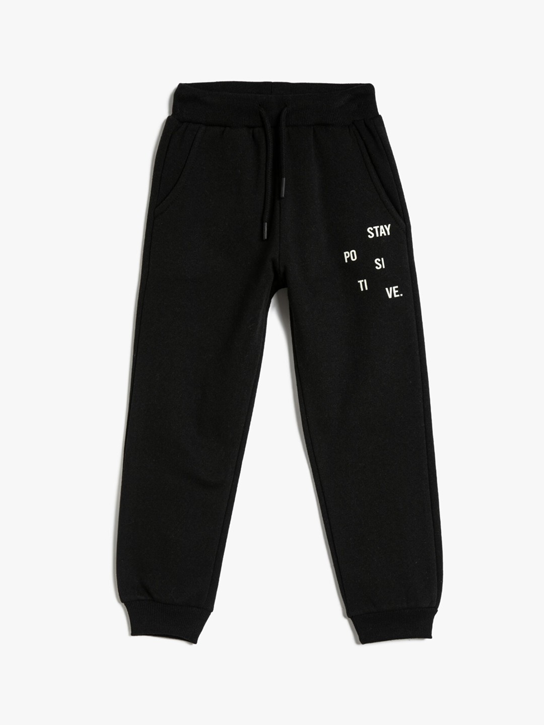 

Koton Boys Typography Printed Mid Rise Cuffed Hem Joggers, Black