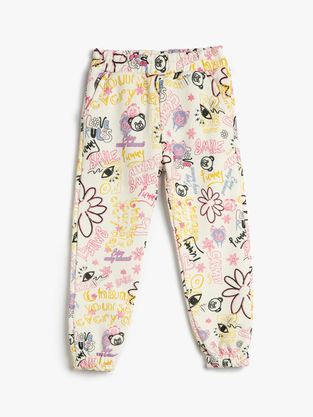 

Koton Girls Floral Printed Joggers, Off white