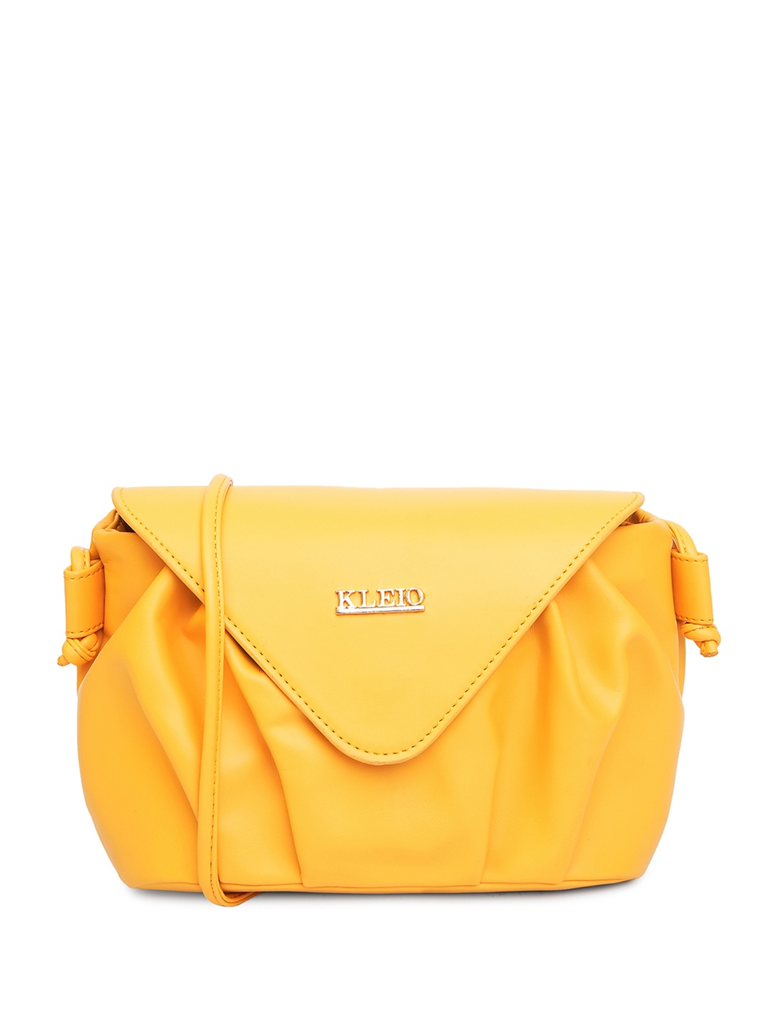 

KLEIO Textured Structured Sling Bag, Mustard