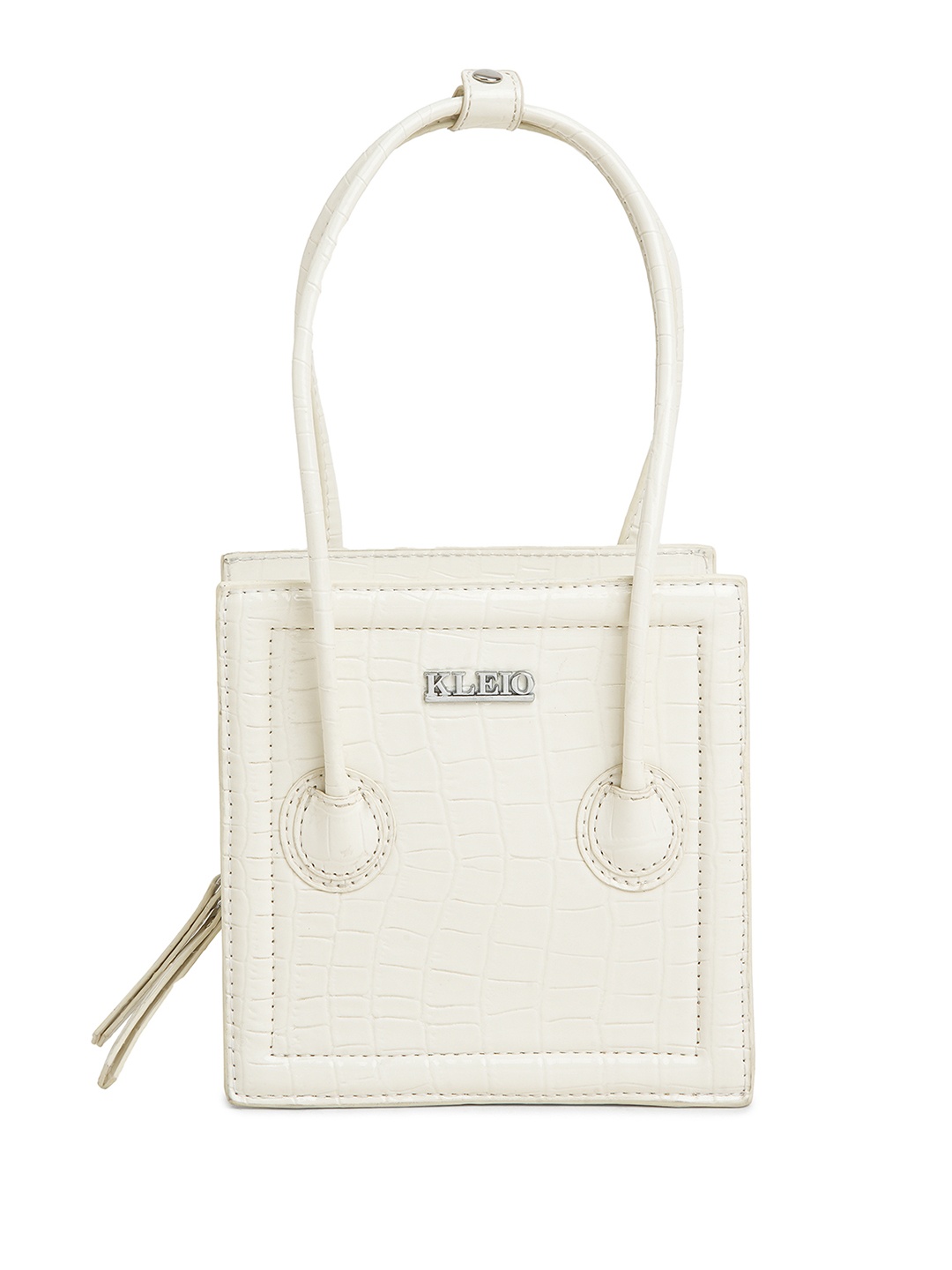 

KLEIO Textured Structured Handheld Bag, White