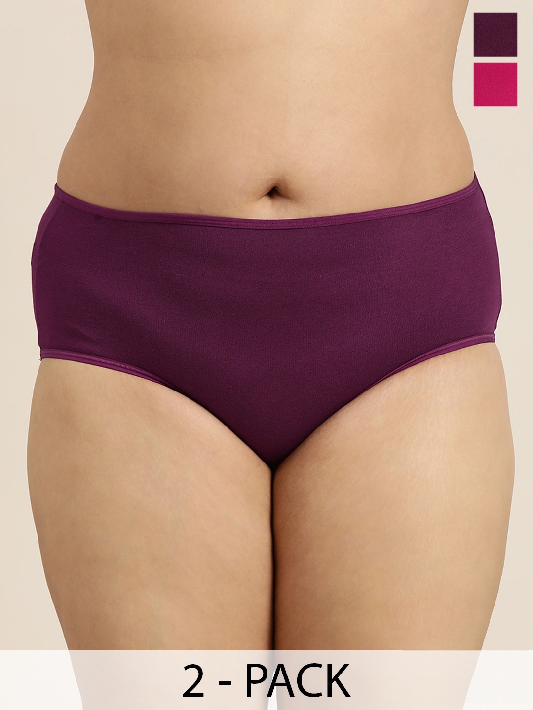 Sztori Plus Size Pack Of 2 Hipster Briefs, Burgundy