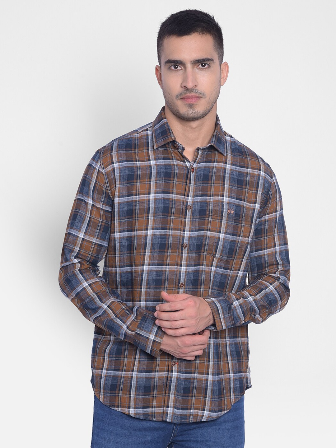 

Crimsoune Club Slim Fit Tartan Checked Casual Shirt, Brown