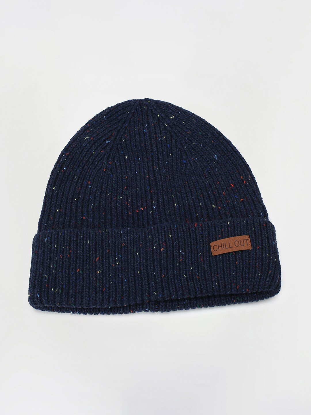 

max Men Self Design Acrylic Beanie, Navy blue