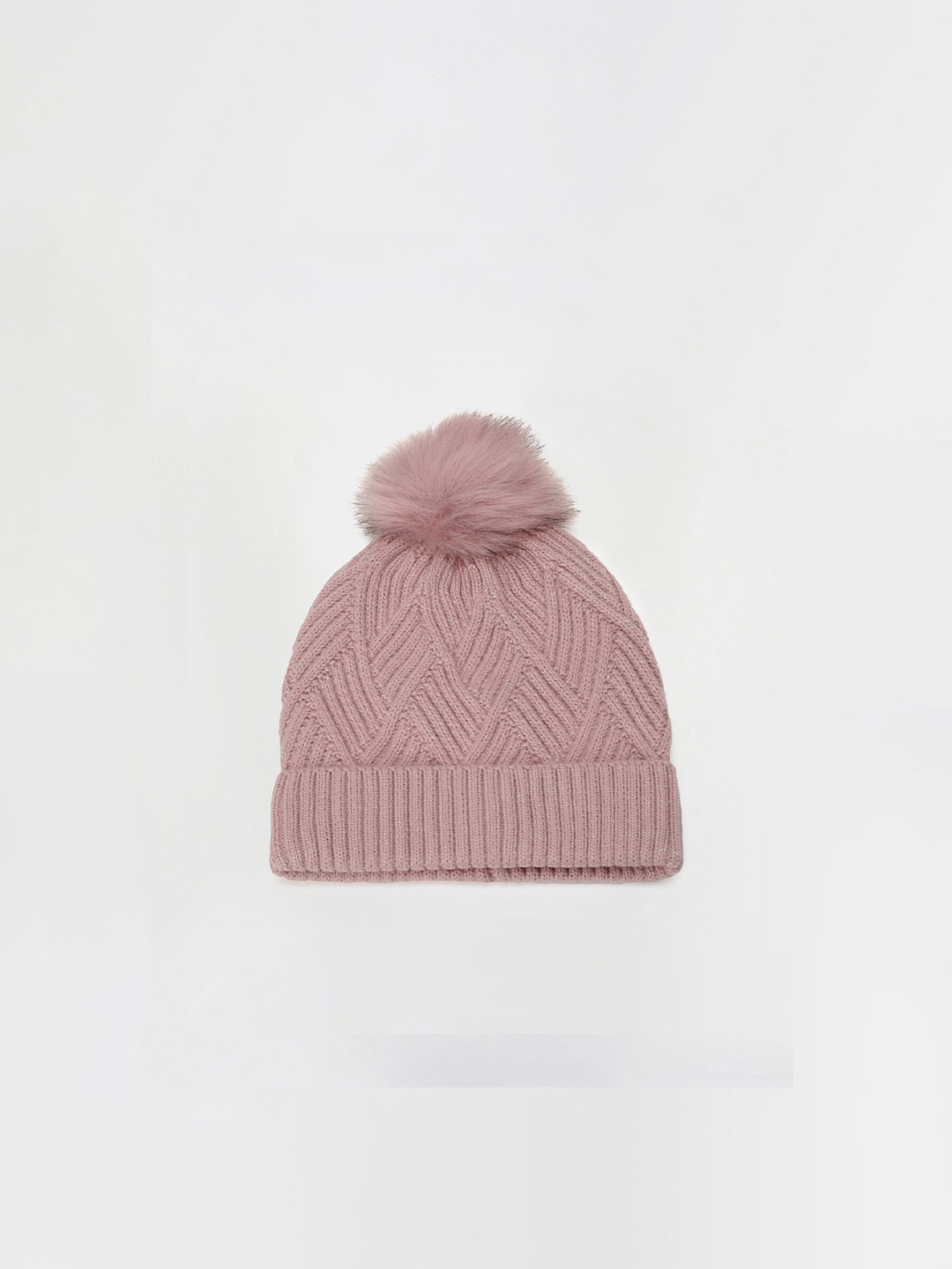 

max Women Self Design Beanie Cap, Pink