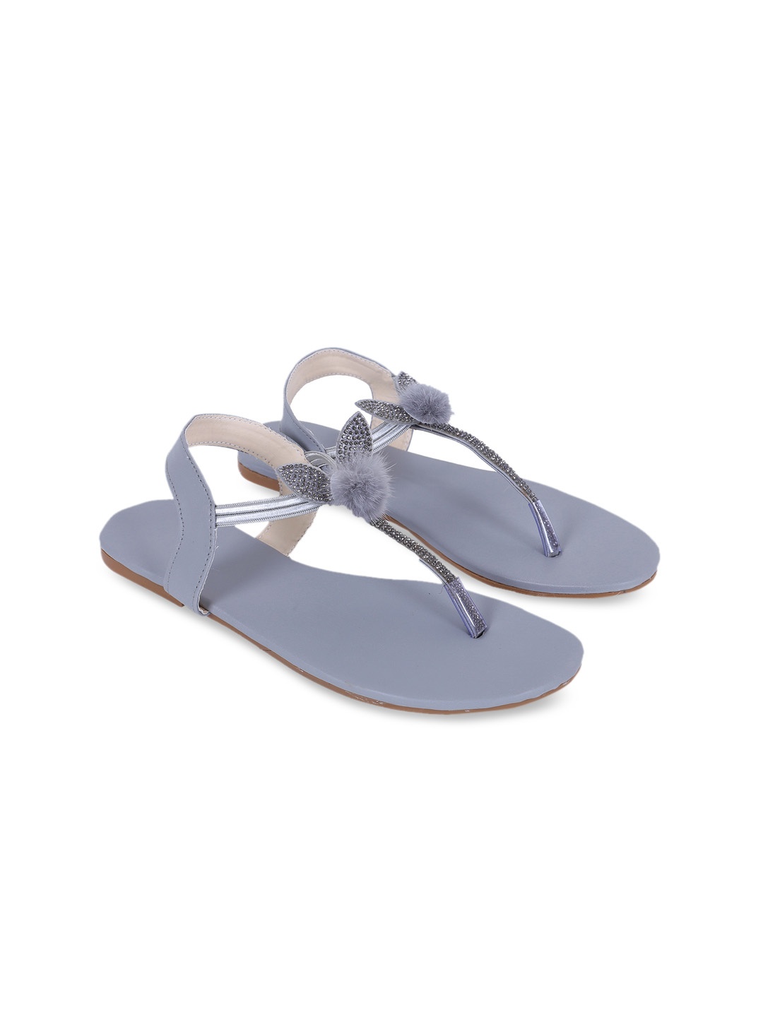 

Ravis T-Strap Flats With Backstrap, Grey