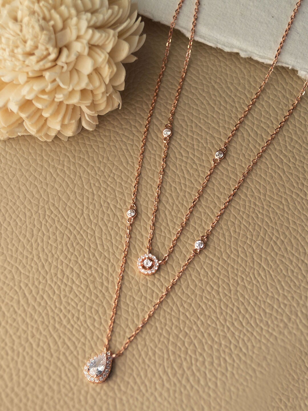 

MANNASH Sterling Silver Rose Gold-Plated Layered Necklace