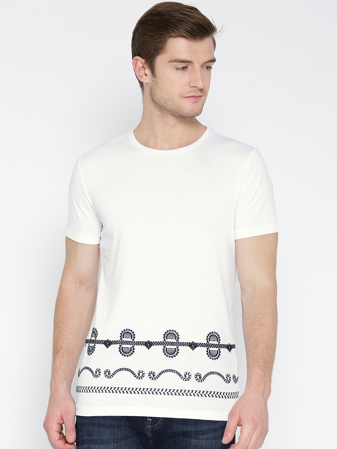 

Antony Morato Men White Solid Round Neck T-shirt