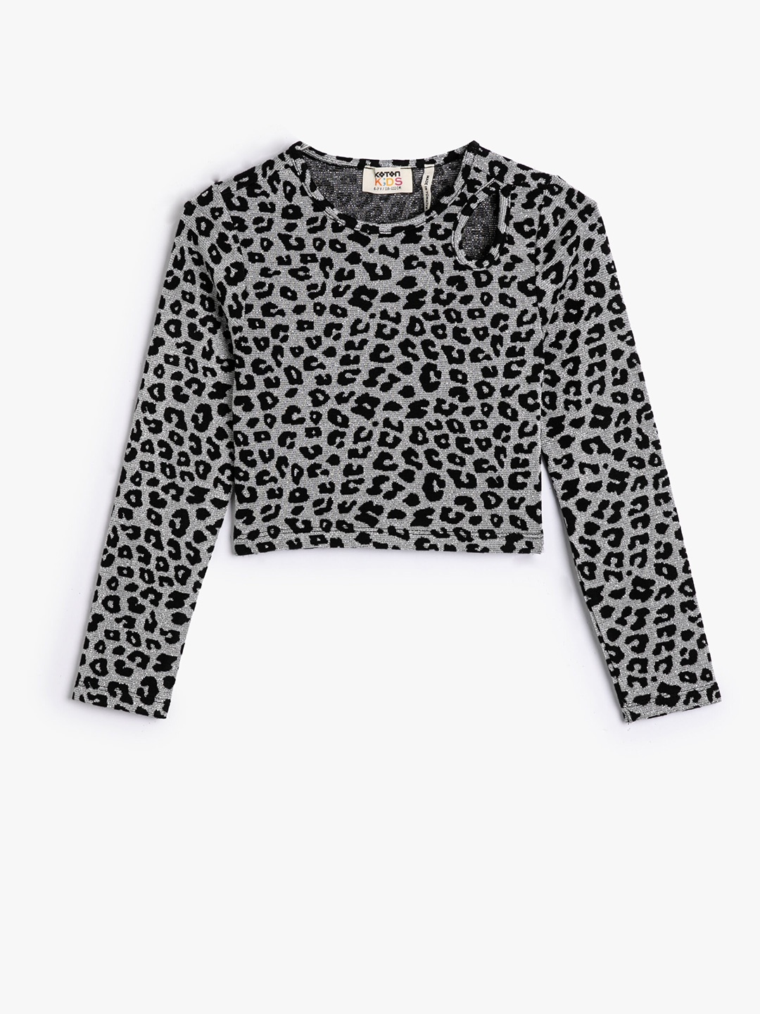 

Koton Girls Animal Printed Cut Out Top, Grey