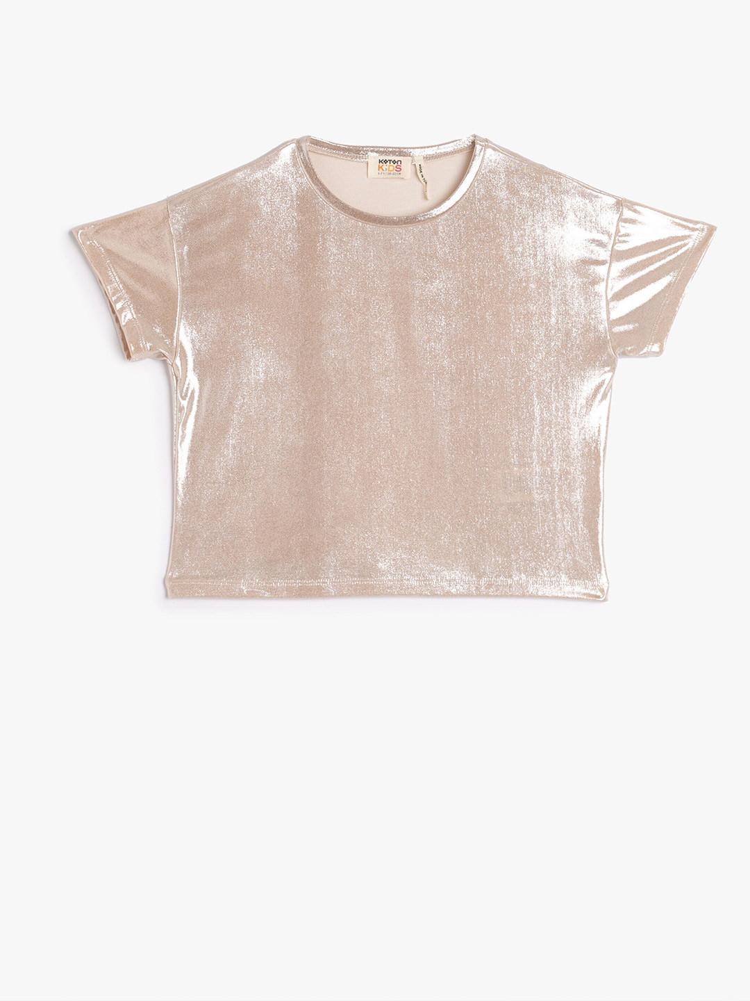 

Koton Girls Round Neck Crop Top, Pink