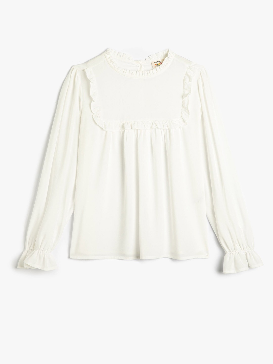 

Koton Girls Ruffled Puff Sleeve Top, White