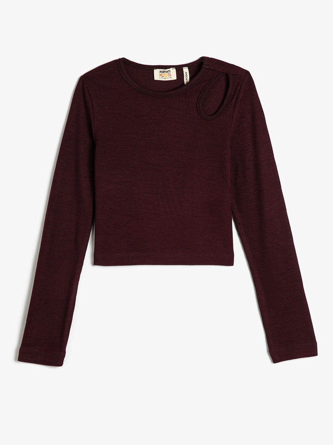 

Koton Girls Ribbed Fitted Top, Maroon