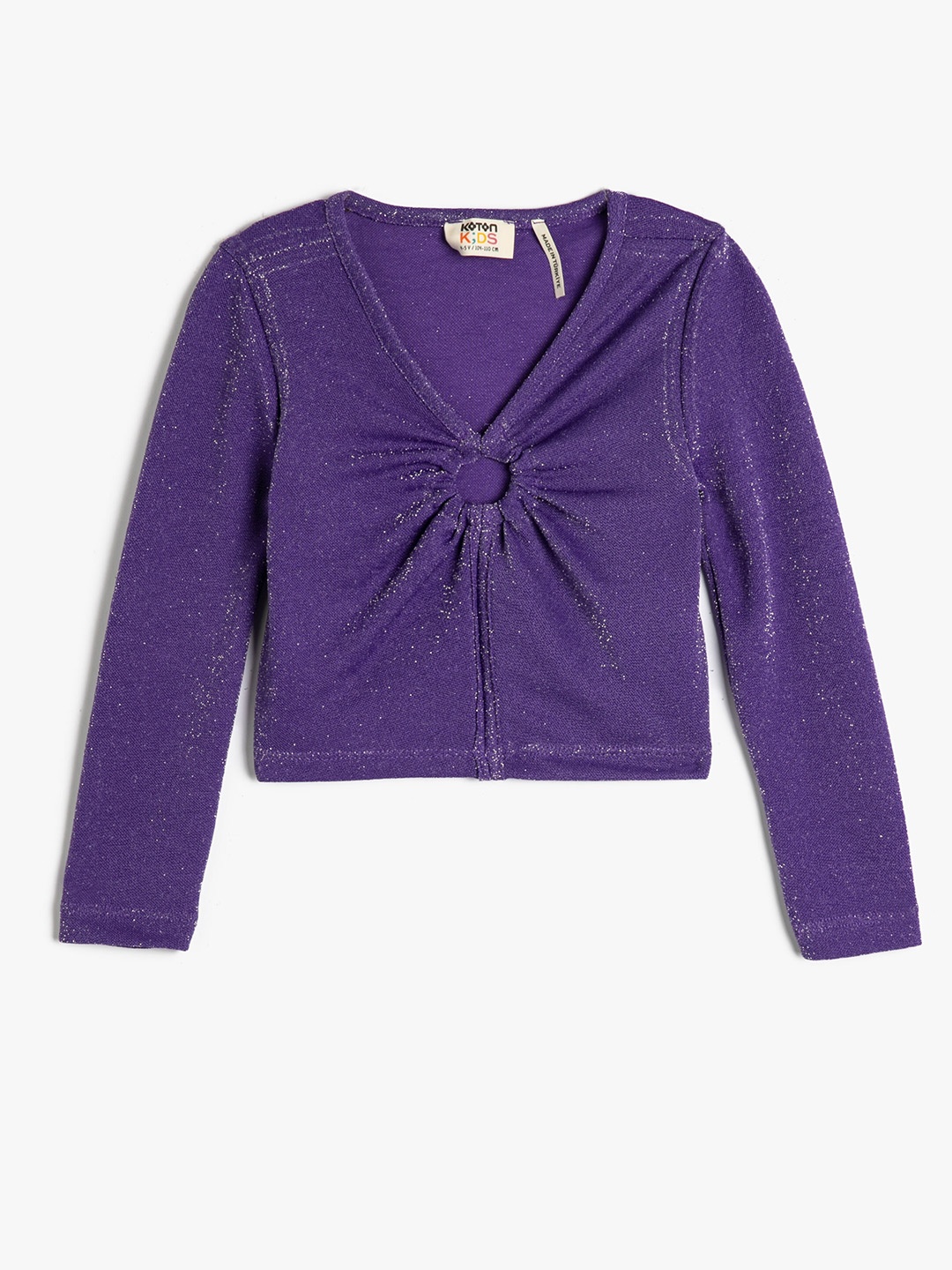 

Koton V-Neck Cut-Out Long Sleeves Top, Purple