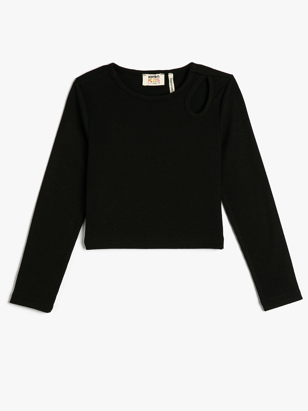 

Koton Girls Round Neck Cut Out Top, Black