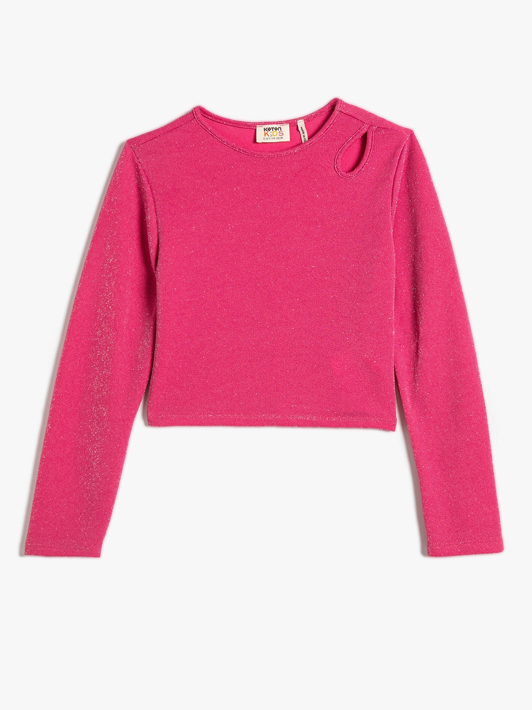 

Koton Round Neck Long Sleeves Cut Out Top, Fuchsia