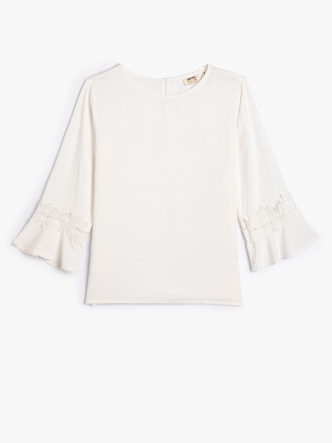 

Koton Girls Round Neck Bell Sleeve Top, Off white