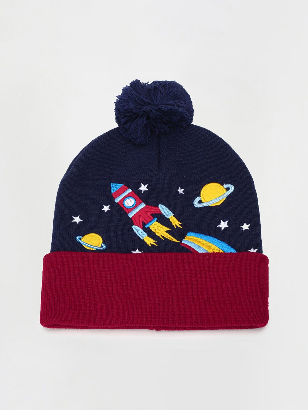 

max Boys Printed Beanie Cap, Navy blue