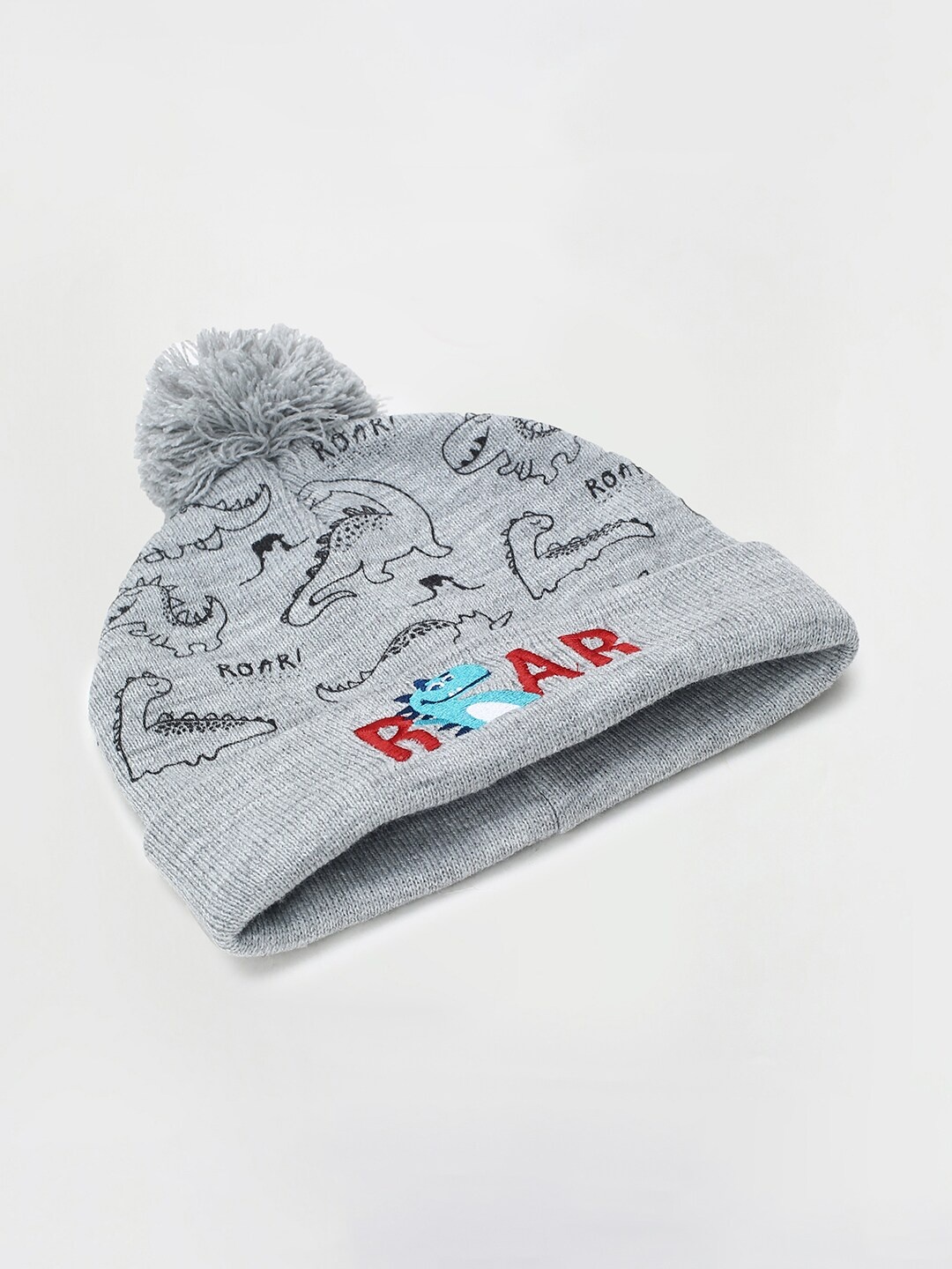 

max Boys Printed Beanie Cap, Grey