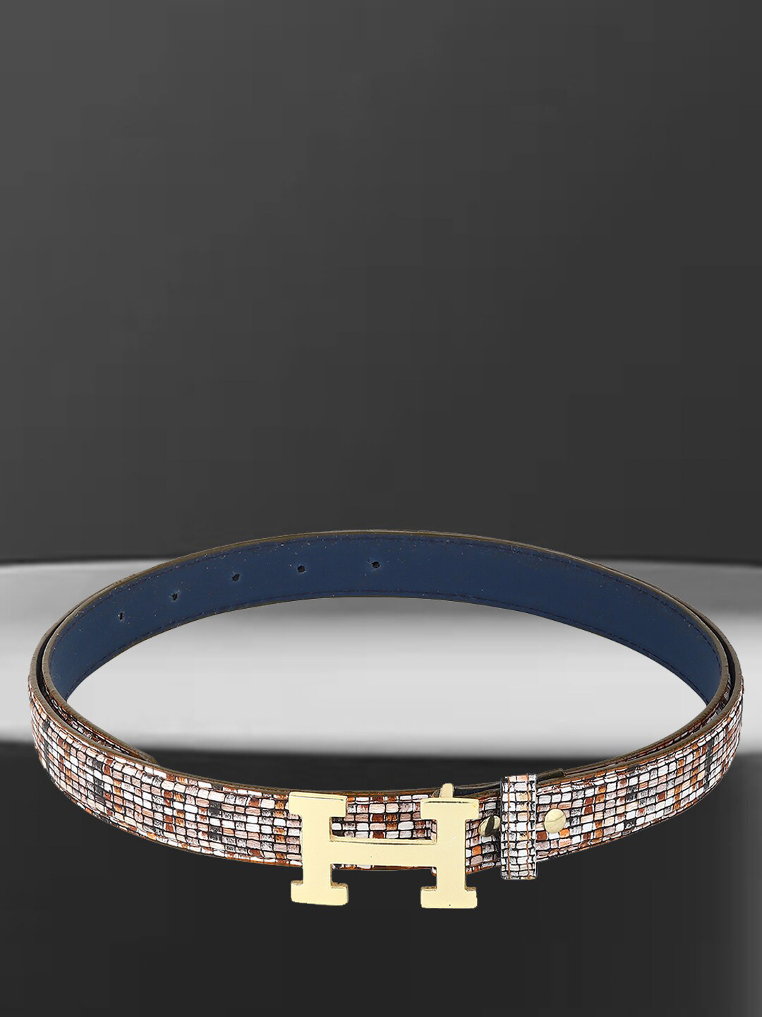 

DressBerry Women Printed Slim Belt, Cream