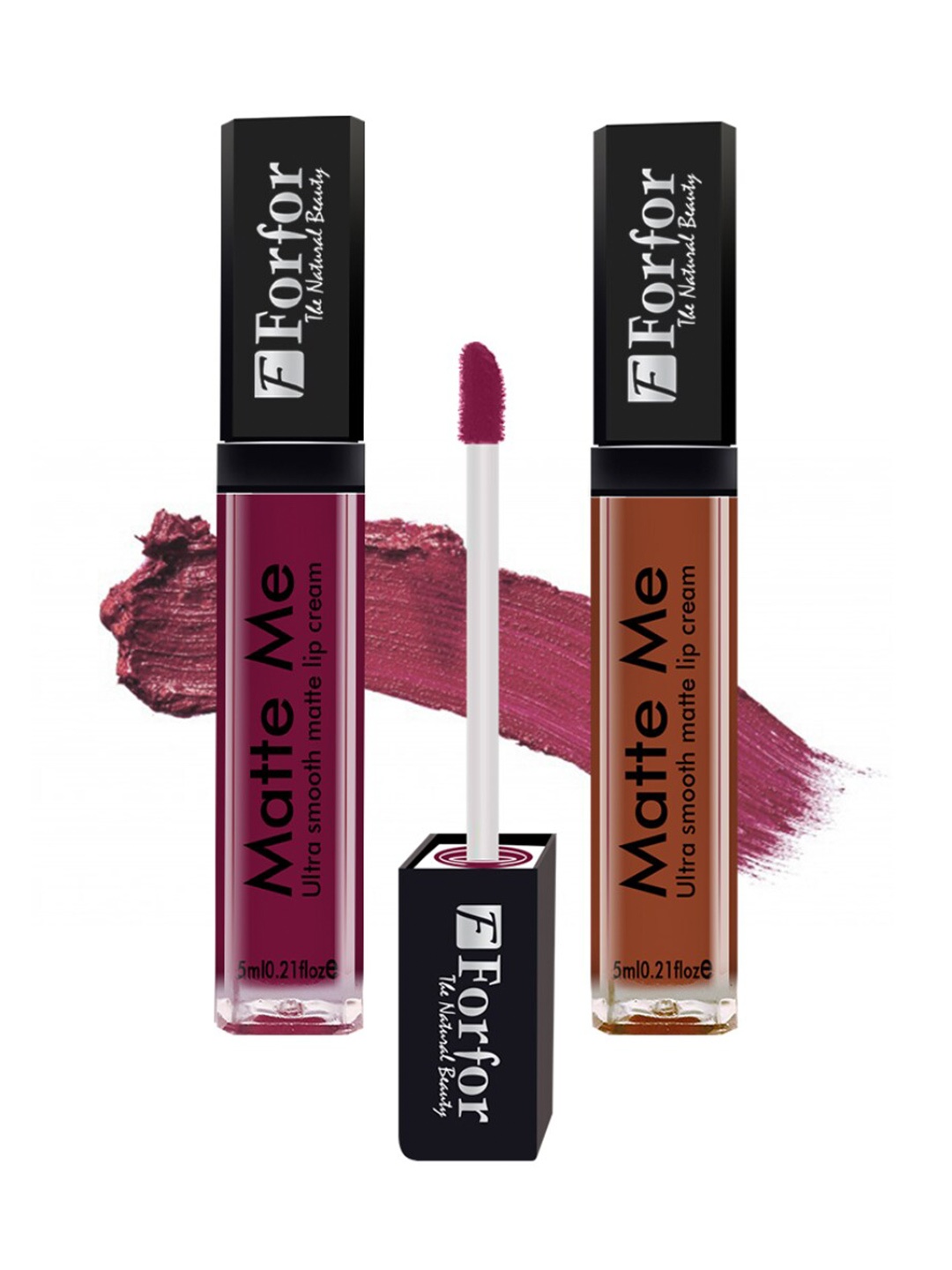 

FORFOR Set Of 2 Matte Me Ultra Smooth Liquid Lipsticks - Maroon+Brown