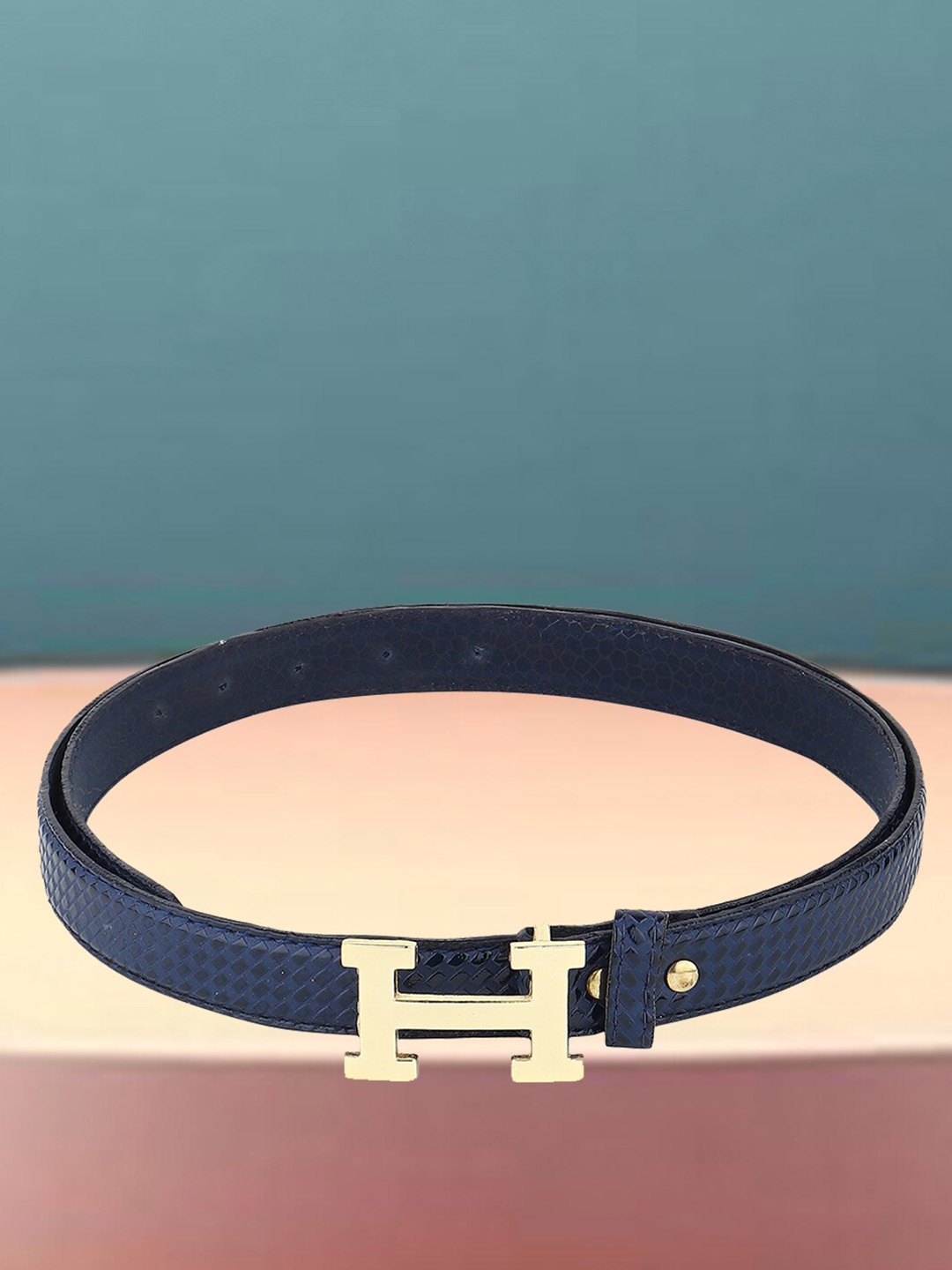 

Roadster Women Textured Slim Belt, Blue