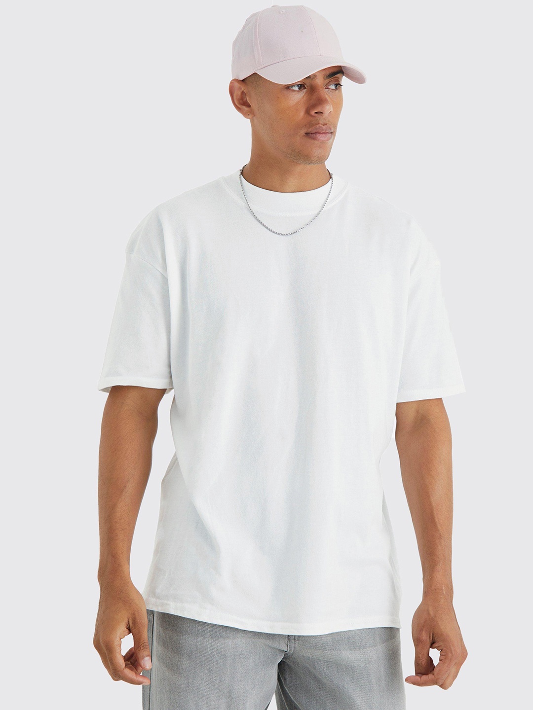 

boohooMAN Pure Cotton Typography Printed Back Oversized T-shirt, White