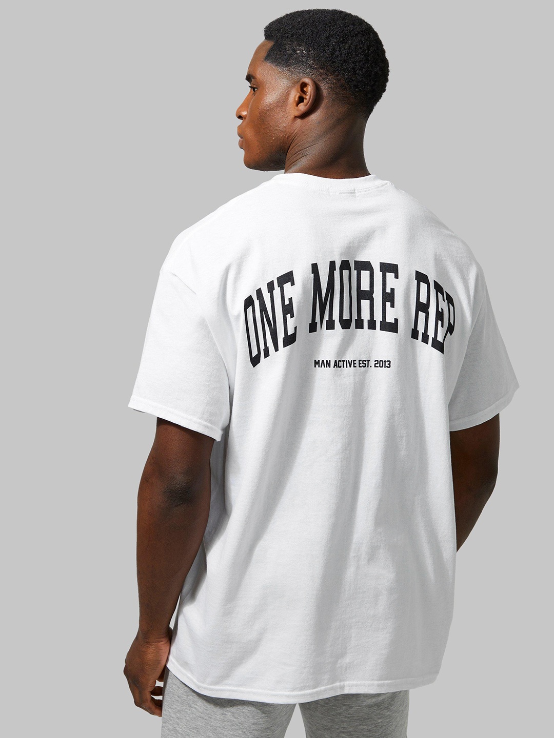 

boohooMAN Typography Printed Pure Cotton Oversized Gym T-shirt, White