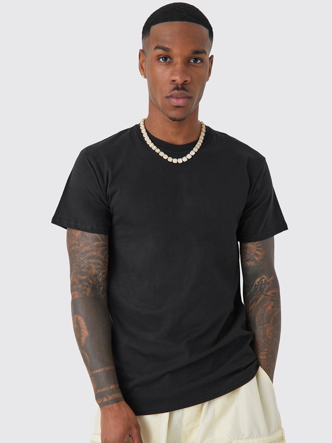 

boohooMAN Crew Neck Pure Cotton T-shirt, Black