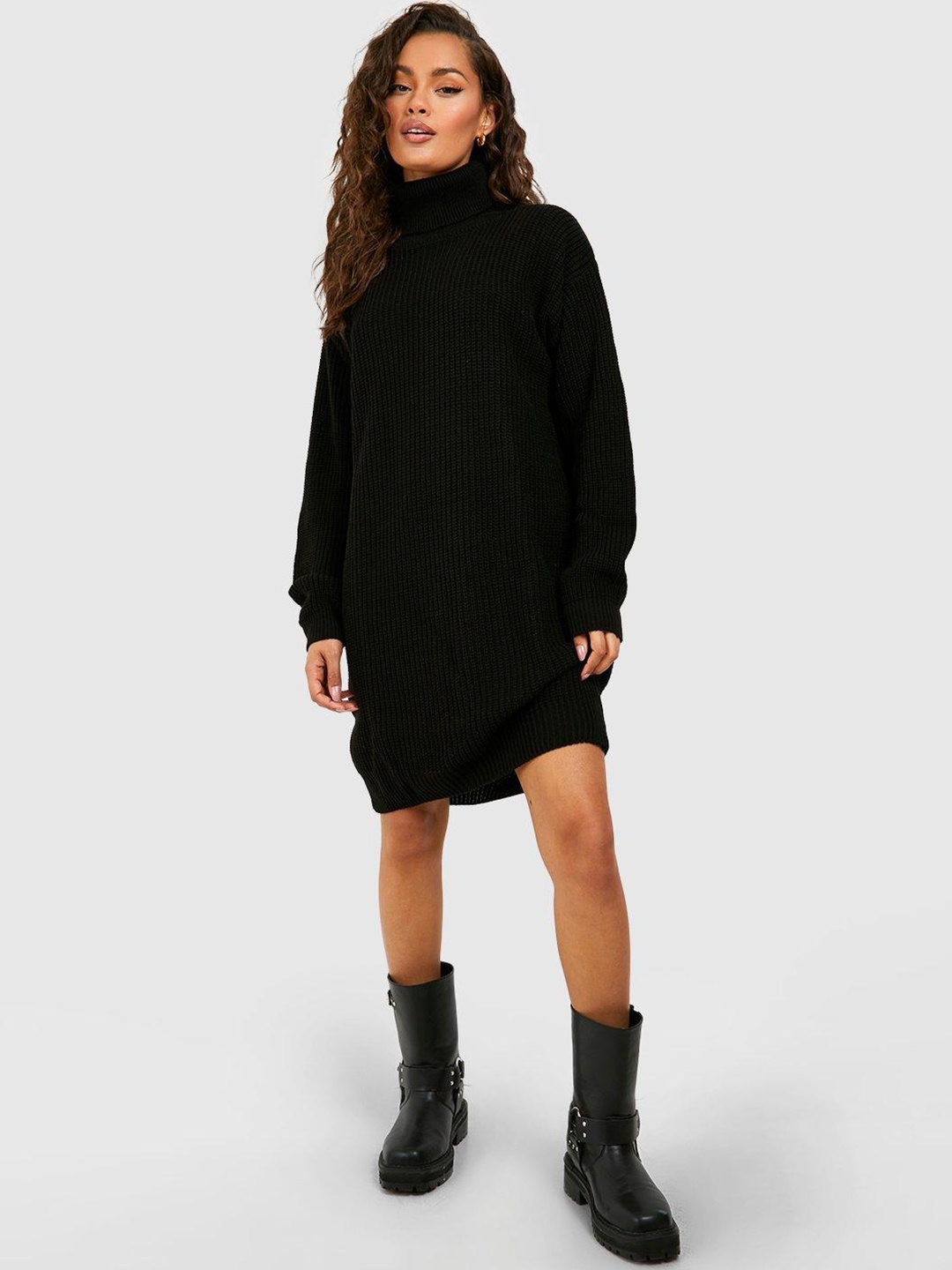 

Boohoo Turtle Neck Jumper Dress, Black