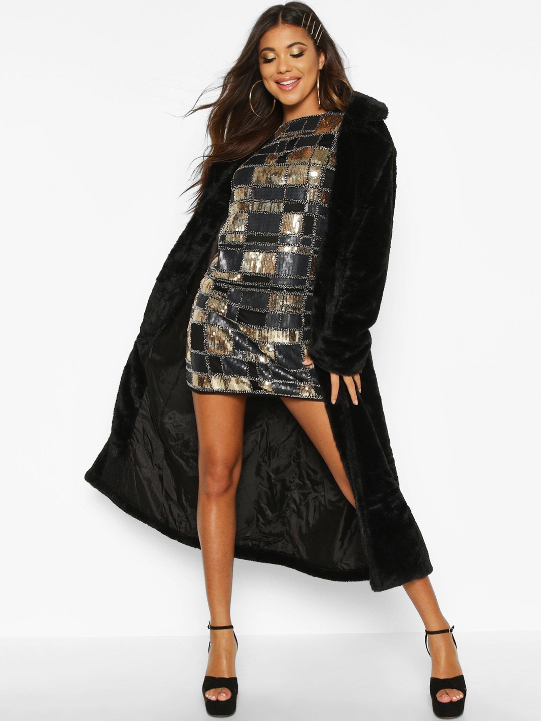 

Boohoo Sequined Embellished Bodycon Party Mini Dress, Black