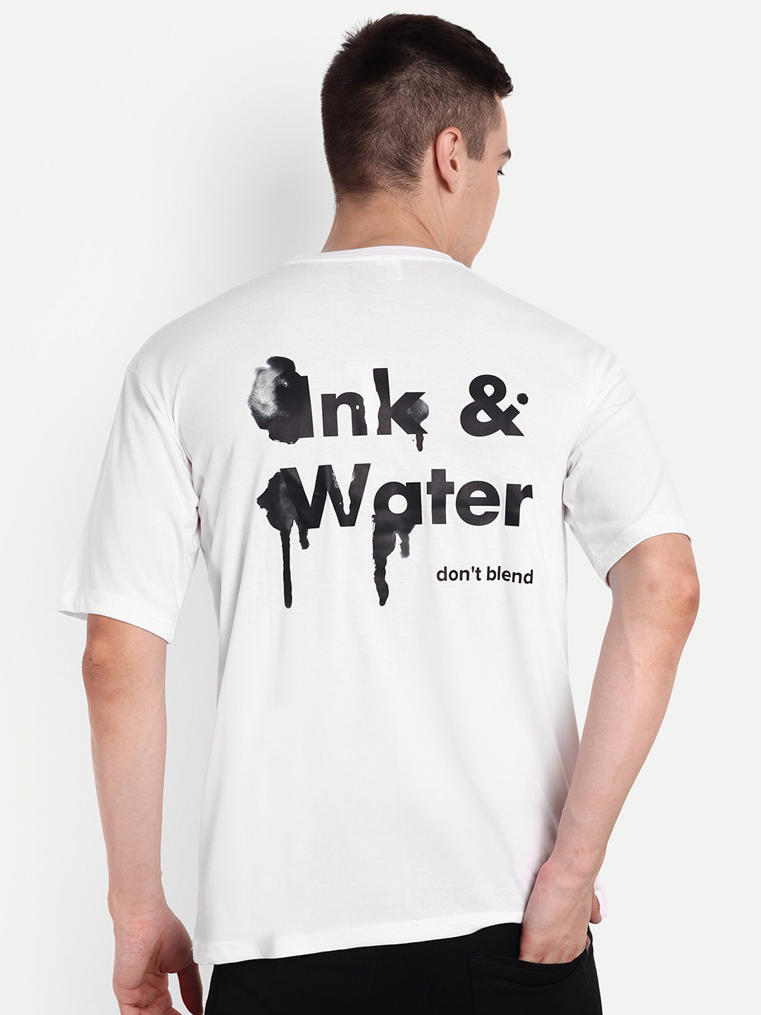 

BLURR INL & WATER Printed Unisex Oversized T-shirt, White