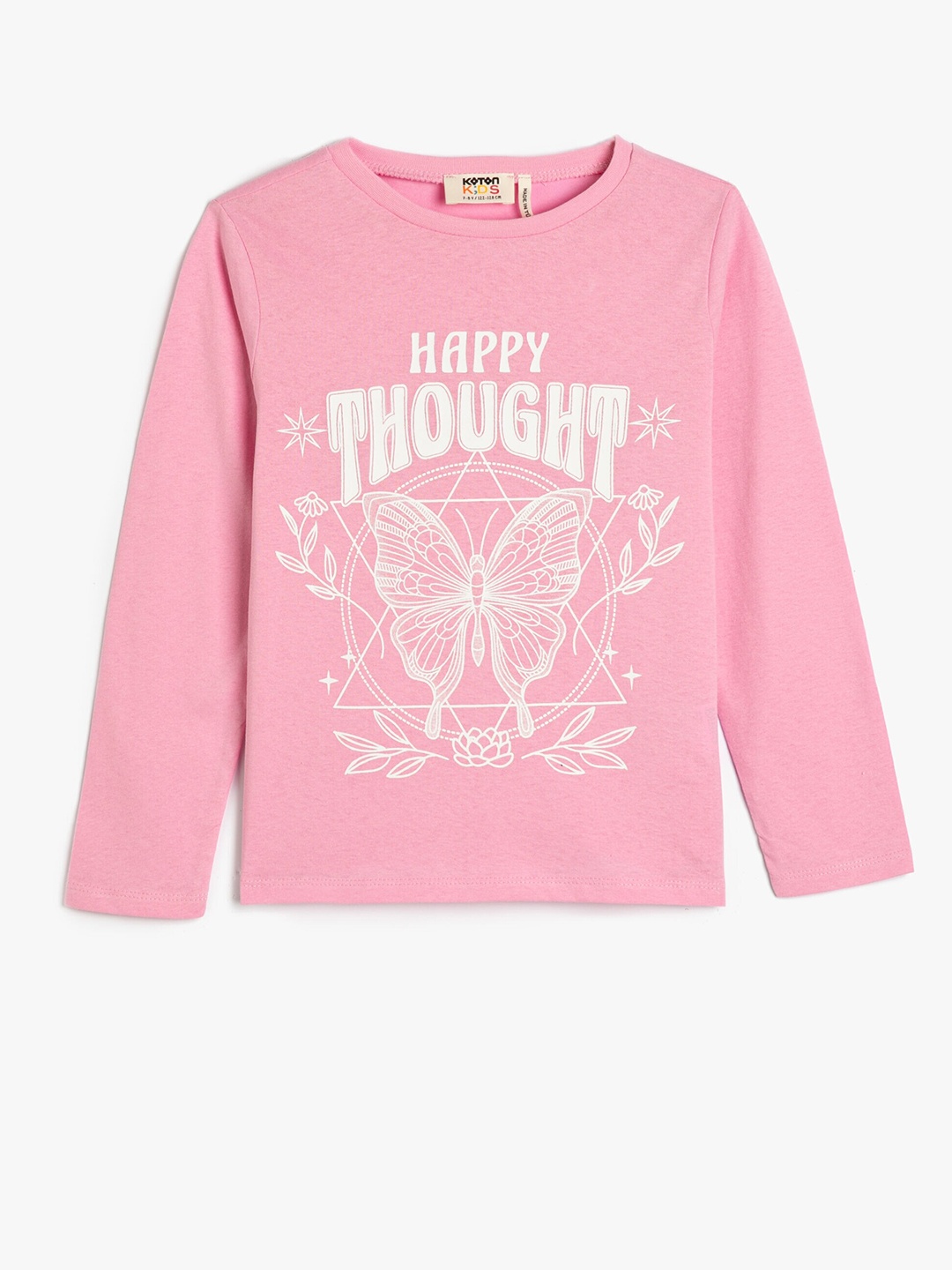 

Koton Girls Graphic Printed Pure Cotton T-Shirt, Pink