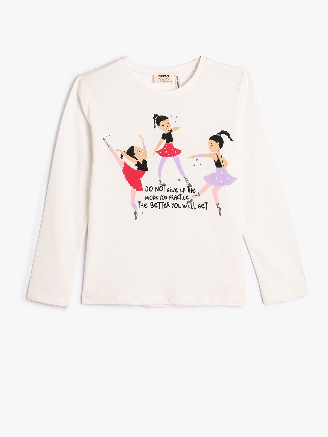 

Koton Girls Graphic Printed Pure Cotton T-shirt, Beige
