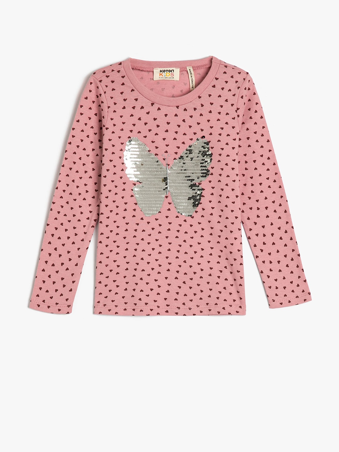 

Koton Girls Conversational Printed Pure Cotton T-Shirt, Peach