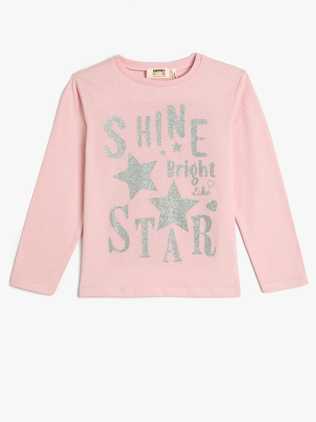 

Koton Girls Typography Printed Pure Cotton T-shirt, Pink